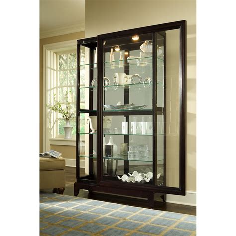 Pulaski Furniture Curios 705756508 Contemporary Two Way Sliding Door Curio Cabinet With Mirrored