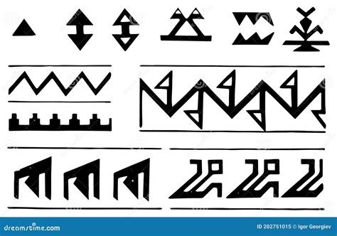 Old Serbian Tattoo Set Of Labels And Elements Vector Set Illustration