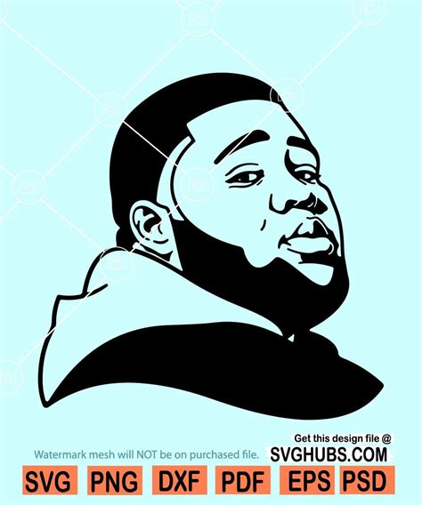 Drawing Illustration Digital PNG Rod Wave Silhouette Rap Hip Hop Rod