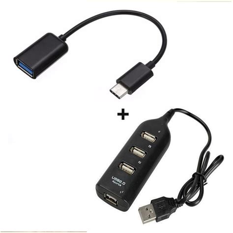 Kit Mobilador Hub Portas Usb Cabo Adaptador Otg Tipo C Micro Usb