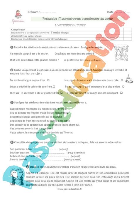 Evaluation Attribut CM1 Bilan et controle corrigé