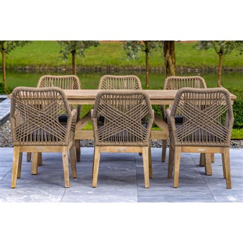 OUTSY Santino 7 Piece Outdoor Dining Set Wood Table With 6 Wood