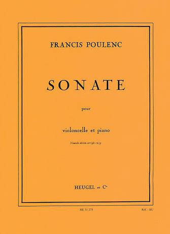 Francis Poulenc Sonate Pour Violoncelle Et Piano Leduc Hal