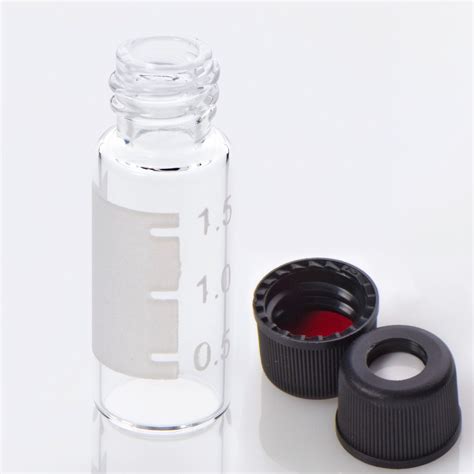 Vial Kit 2ml Clear Glass Vial With Graduated Marking Spot 8 425 Black Polypropylene Screw Cap