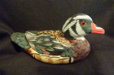 Hand Carved Hand Painted Mallard Wood Duck Duck From Pacific Rim