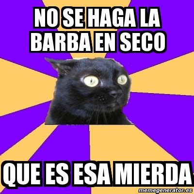 Meme Anxiety Cat No Se Haga La Barba En Seco Que Es Esa Mierda 10431254