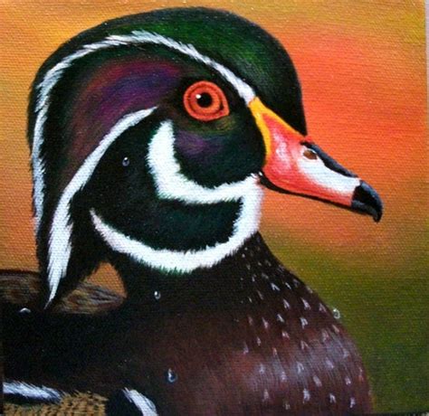 Original Wildlife Acrylic Painting/Wood Duck/ Drake/