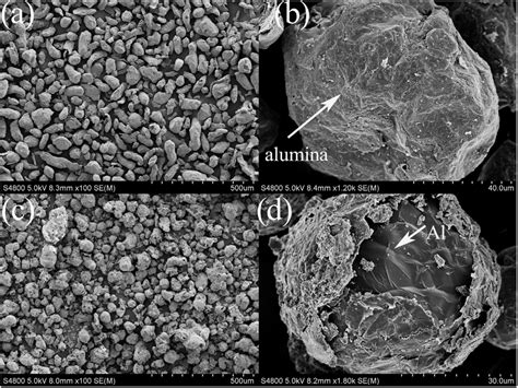 E Sem Images Of Aluminum Particles From The Reaction Of A B Pure