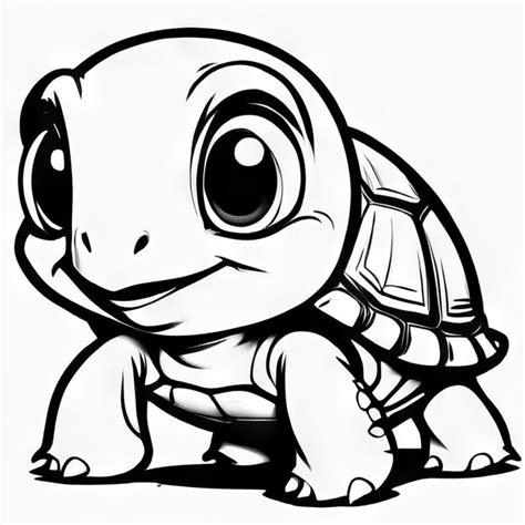 Un Dibujo De Una Tortuga Con Un Fondo Blanco Y Negro Vector Premium