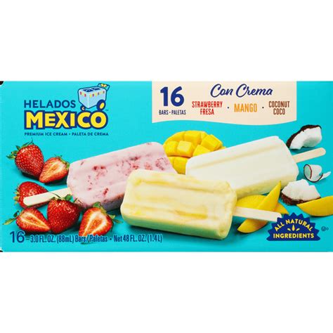 Helados Mexico Ice Cream Bars Premium Strawberrymangococonut 3 Fl