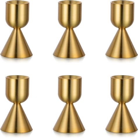 Nuptio Gold Taper Candle Holders 6 Set Of Candlestick Tapered Candles Holder