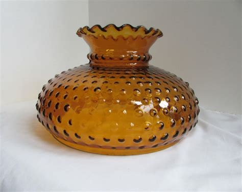 Vintage 9 78in Fitter Dark Amber Hobnail Glass Lamp Shade Etsy