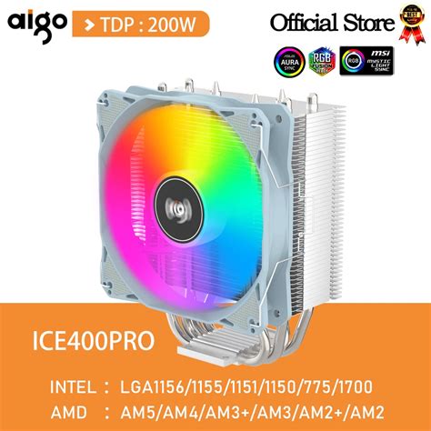 Aigo Arvb Cpu Refroidisseur Caloducs Broches Pwm Pc Silencieux