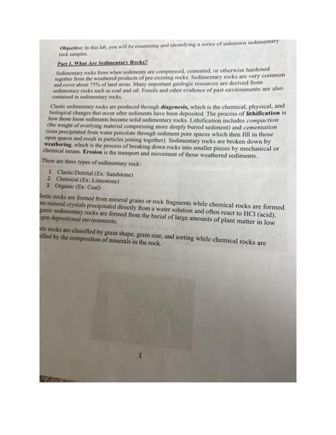 Geol Lab Sedimentary Rocks Object Ve In Rock Samples Part