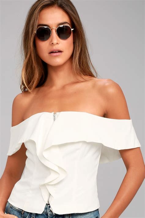 Chic White Crop Top Off The Shoulder Crop Top Lulus