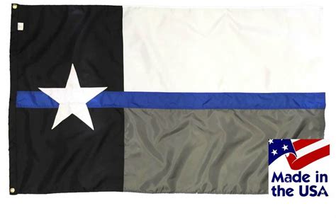 Police Thin Blue Line Black And White Texas Flag 3×5 Sewn Nylon I