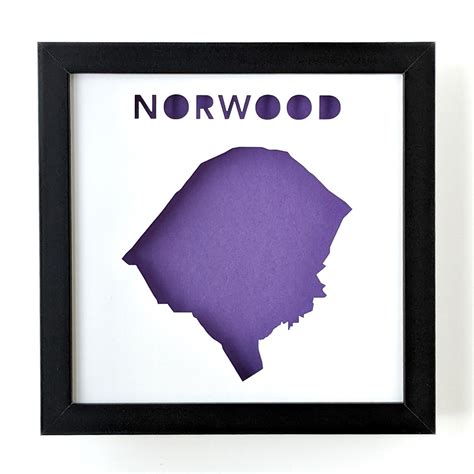 Norwood, Massachusetts Town Map Shadowbox | yeiou paper objects