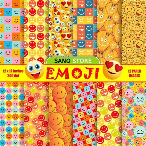 Emoji Digital Paper Emoji Scrapbook Art And Collectibles Drawing