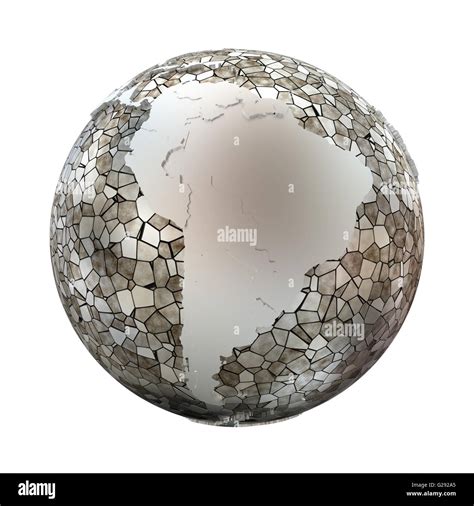 South America On Metallic Model Of Planet Earth Shiny Steel Continents