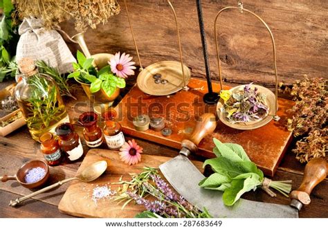 Ancient Natural Medicine Herbs Vials Old Stock Photo Edit Now 287683649