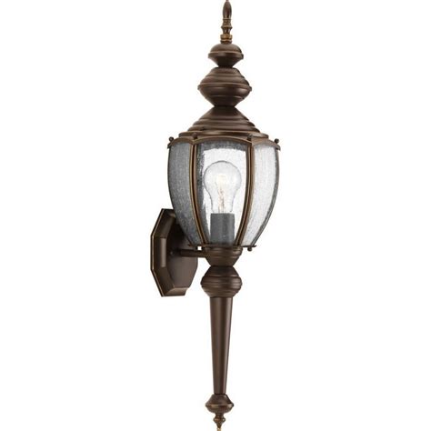 Progress Lighting Roman Coach 1 Light Medium Wall Lantern In Antique Bronze With Seeded Glass