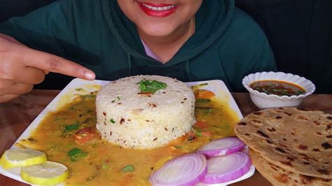 Eating 😋 Dal Chawal With Sabzi 😋 Aloo Paratha Nd Salads 🥗 😋 👌 Youtube