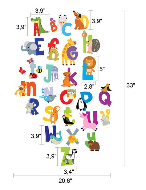 Abc Stickers Alphabet Decals Animal Alphabet Wall Decals Classroom