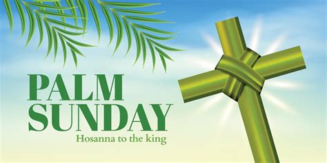 Vector Illustration Of Christian Palm Sunday With Palm Branches And