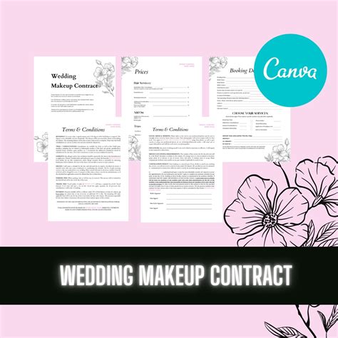 Bridal Makeup Artist Contract Wedding Makeup Booking Template Editable Digital Download