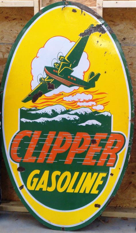 Clipper Gasoline Porcelain Sign Porcelain Signs