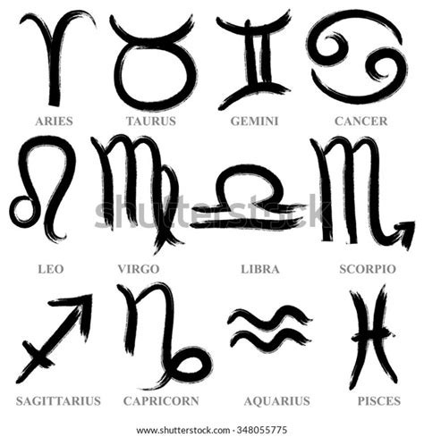 Set Hand Drawn Zodiac Signs Vector Stock Vector Royalty Free