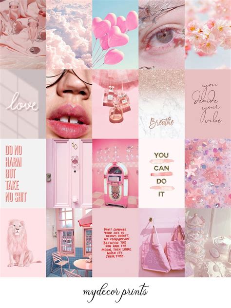 Boujee Light Pink Aesthetic Wall Collage Kit Digital Etsy