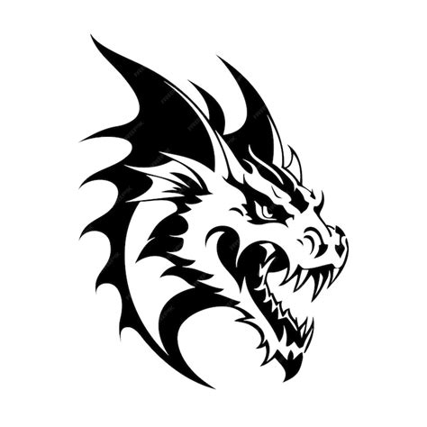 Premium Vector Dragon Head Black And White Vector Icon