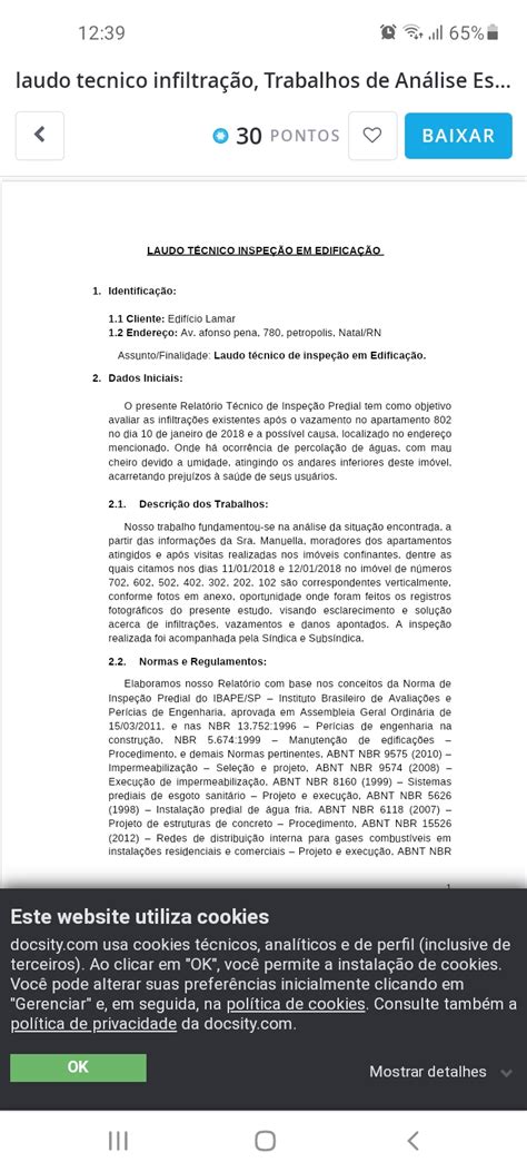 laudo técnico infiltração em apartamento Cálculo I