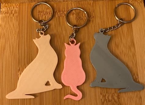 3 Pack 3d Printed Cat Keychains Etsy