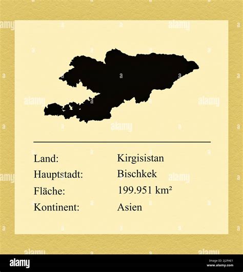 Umrisse Des Landes Kirgisistan Darunter Ein Kleiner Steckbrief Mit