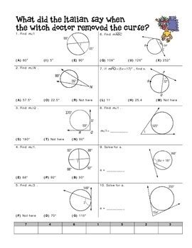 Angle Relationships in Circles Worksheet by Miss Lauren | TPT