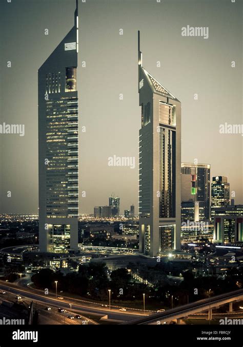 Aerial View Of Emirates Towers And Dubai Financial Center Dubai United