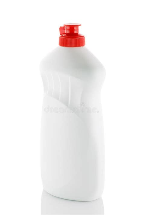 White Plastic Bottle With Cap Isolated On White Background For Liquid