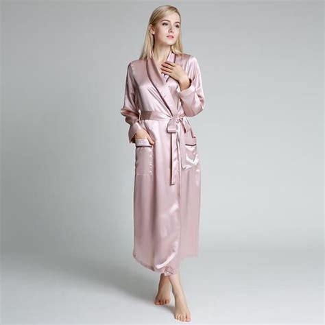 22 Momme V Neckline Full Length Silk Robe Slipintosoft Silk Robe Long