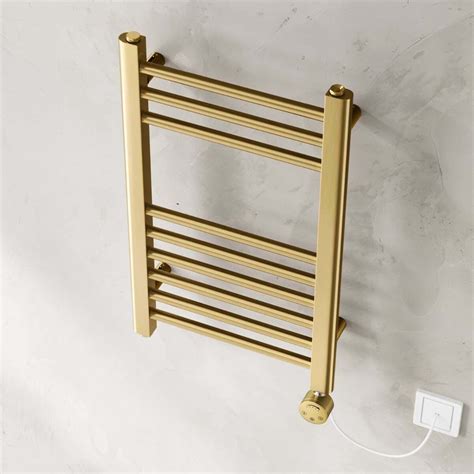 Barcelona Electric Brushed Brass Straight Heated Towel Rail X Mm