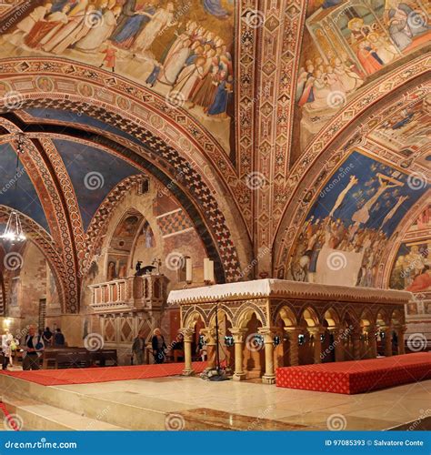 Interior Famous Basilica Of St Francis Of Assisi Basilica Papale Di San Francesco With Lower