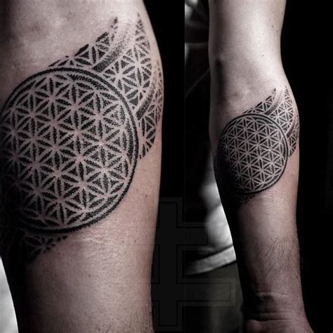 Dotwork Flower Of Life Tattoo On The Left Inner