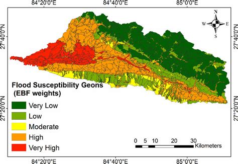 The Flood Susceptibility Map Derived From The Ebf Geons Approach For Download Scientific