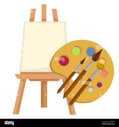 Easel And Palette With Paints And Brushes Vector Stock Vector Image