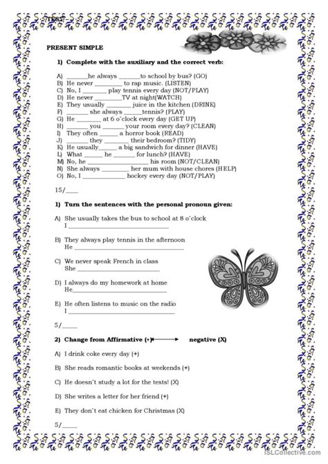 Test Present Simple Français Fle Fiches Pedagogiques Pdf And Doc