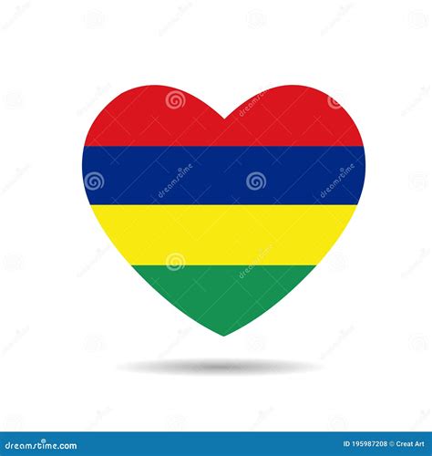 I Love Mauritius Mauritius Flag Heart Vector Illustration Isolated On White Background Stock