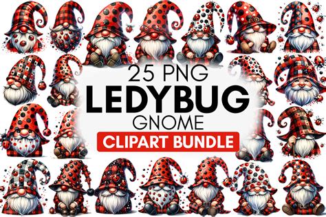 Ladybug Gnome Png Clipart Bundle Graphic By Fokira Creative Fabrica