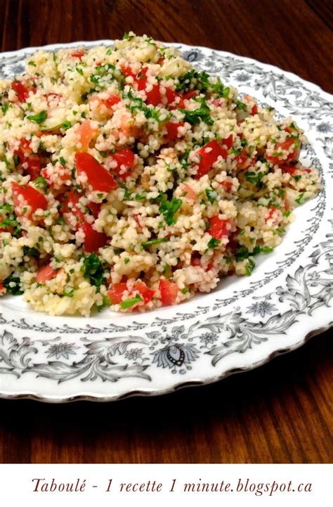 1 recette de salade Taboulé salade de semoule de blé au tomate au