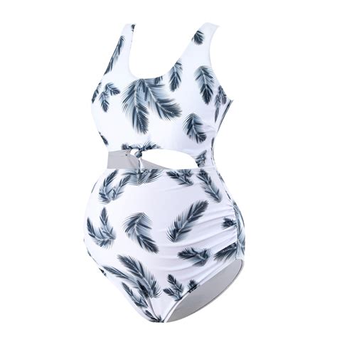 Womens Maternity Floral V Neck Swimwear Bathing Beach Swimsuit Suits